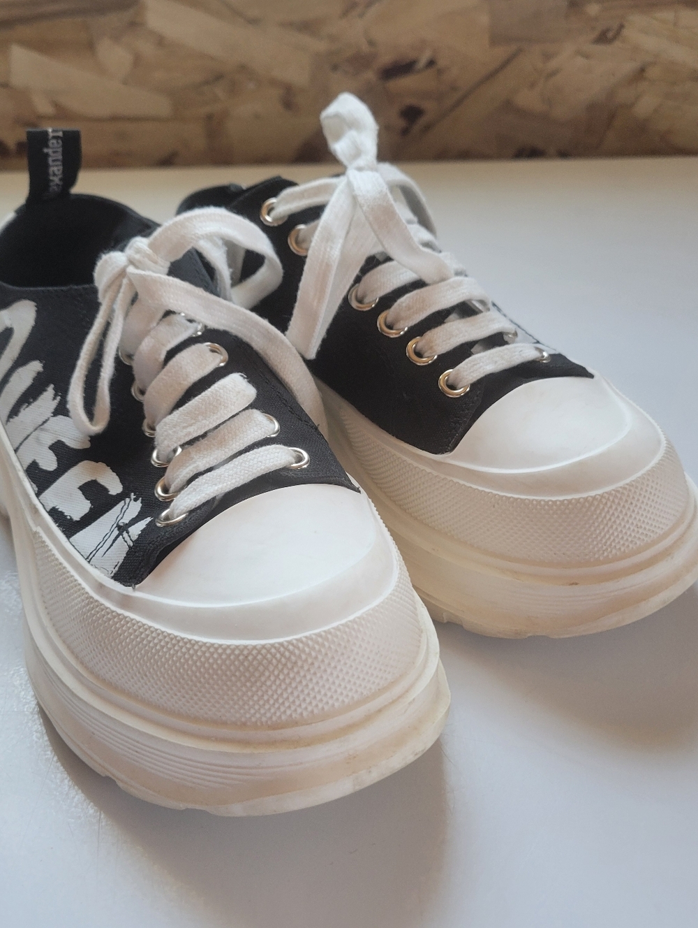 Alexander McQueen Black and White Platform Sneakers
